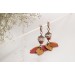 Handmade dangle earrings with Autumn leaves and Unique ancient style beads Copper leverback French back