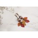 Handmade dangle earrings with Autumn leaves and Unique ancient style beads Copper leverback French back