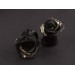 Black & gold rose plug earrings, Gothic 4g gauges