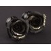 Black & gold rose plug earrings, Gothic 4g gauges
