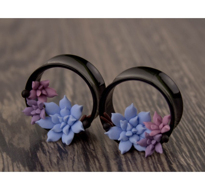 Handmade wedding plugs Pastel succulent gauges for ears