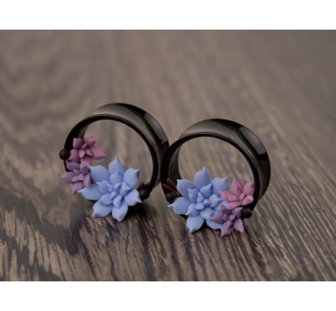 Handmade wedding plugs Pastel succulent gauges for ears
