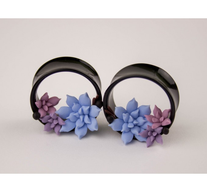 Handmade wedding plugs Pastel succulent gauges for ears