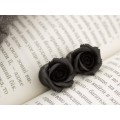Black rose plugs and gauges - Gothic ear piercing