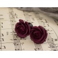 Burgundy ear plug piercing - floral 00g - 20mm gauges