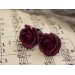 Burgundy ear plug piercing - floral 00g - 20mm gauges