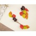 Colorful fall leaves Dangle gauge earrings for stretched ears Wooden tunnels Autumn Woodland Chain hangers Handmade