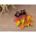 Colorful fall leaves Dangle gauge earrings for stretched ears Wooden tunnels Autumn Woodland Chain hangers Handmade