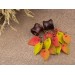 Colorful fall leaves Dangle gauge earrings for stretched ears Wooden tunnels Autumn Woodland Chain hangers Handmade