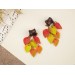 Colorful fall leaves Dangle gauge earrings for stretched ears Wooden tunnels Autumn Woodland Chain hangers Handmade