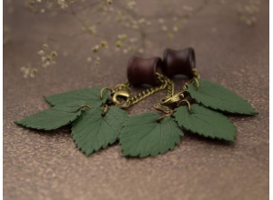 Green leaves antique bronze chain hangers for 8-20mm tunnels