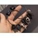 Gothic hoop earrings Dangle tunnel hangers for stretched ears Inverted cross Bird skull Black leaves Halloween