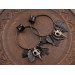 Gothic hoop earrings Dangle tunnel hangers for stretched ears Inverted cross Bird skull Black leaves Halloween