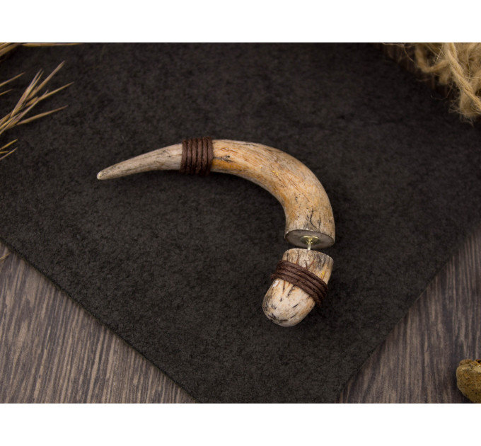 Handmade faux gauges earrings horn, viking ear jewelry