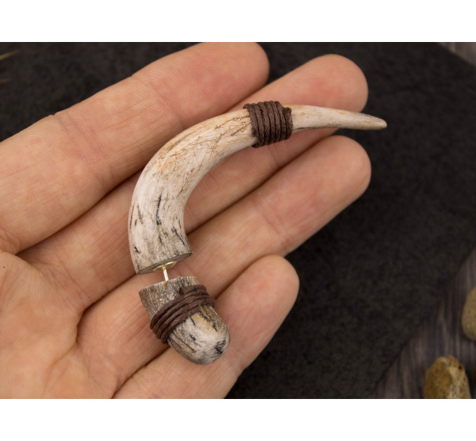 Handmade faux gauges earrings horn, viking ear jewelry