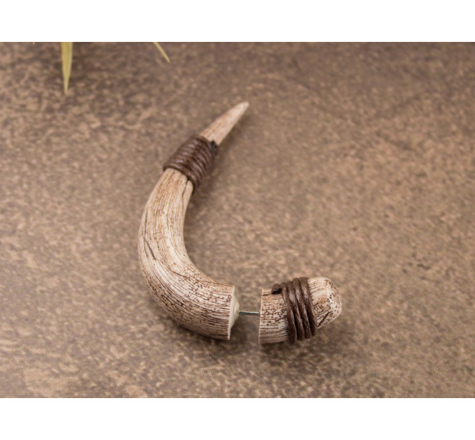 Handmade faux gauges earrings horn, viking ear jewelry