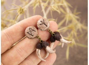 Norse rune stud earrings Algiz Mannaz