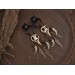 Gothic hoop hangers for tunnels Dangle earrings for stretched ears with Raven bird skull Copper chains Viking fangs and feathers Handmade