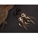 Gothic hoop hangers for tunnels Dangle earrings for stretched ears with Raven bird skull Copper chains Viking fangs and feathers Handmade