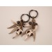 Gothic hoop hangers for tunnels Dangle earrings for stretched ears with Raven bird skull Copper chains Viking fangs and feathers Handmade