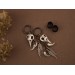 Gothic hoop hangers for tunnels Dangle earrings for stretched ears with Raven bird skull Copper chains Viking fangs and feathers Handmade