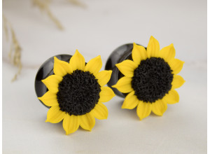 Sunflower plug earrings 3mm - 20mm