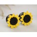 Yellow sunflower gauge - Handmade flesh tunnel ear plugs