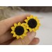 Yellow sunflower gauge - Handmade flesh tunnel ear plugs