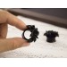 Handcrafted black rose ear tunnels for Goth weddings