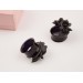 Handcrafted black rose ear tunnels for Goth weddings