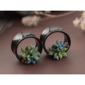 Handmade gauges plugs with succulents - cute flesh tunnels