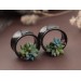 Handmade gauges plugs with succulents - cute flesh tunnels
