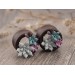 Handcrafted wooden tunnels piercing for ears with succulents