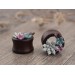 Handcrafted wooden tunnels piercing for ears with succulents