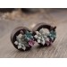 Handcrafted wooden tunnels piercing for ears with succulents