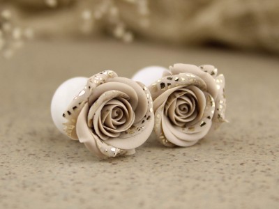 Beige silver rose ear plug 3-20mm Beige silver rose ear plug 3-20mm