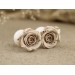 Beige silver rose plugs - flower gauge