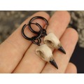 Goth gauge hangers - handcrafted  bird skull hoop earrings