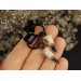 Goth gauge hangers - handcrafted  bird skull hoop earrings