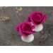 Magenta rose ear plugs - floral gauge earrings