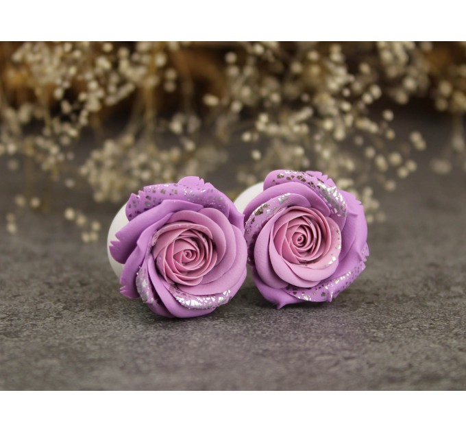 Pink purple bridal ear earrings - custom ear plugs 