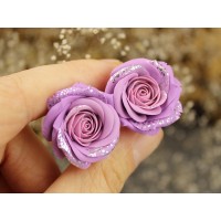 Pink purple silver rose ear plug 3-20mm