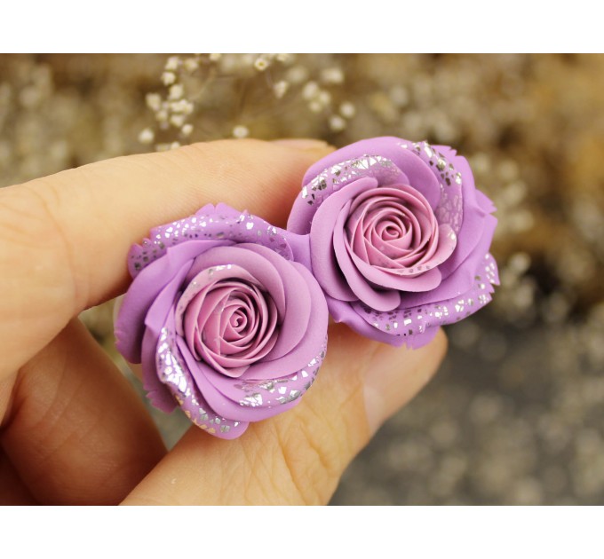 Pink purple bridal ear earrings - custom ear plugs 