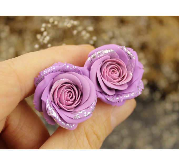 Pink purple bridal ear earrings - custom ear plugs 
