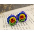 Rainbow rose ear plugs - cool LGBT jewelry