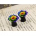 Rainbow rose ear plugs - cool LGBT jewelry