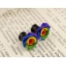 Rainbow rose ear plugs - cool LGBT jewelry
