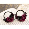 Burgundy black rose ear tunnel plugs, 00g – 1 inch gauge