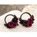 Burgundy black rose ear tunnel plugs, 00g – 1 inch gauge