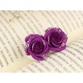 Violet gold rose Ear plugs earrings